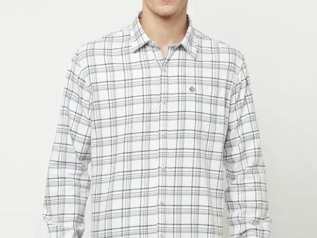 Mettle Men White Tartan Checks Checked Casual Shirt Sale