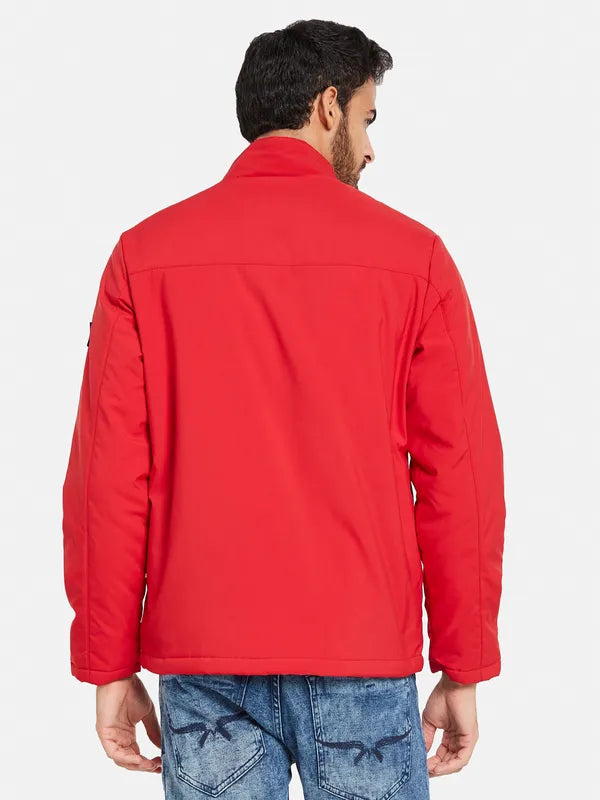 Mettle Men Red Washed Colourblocked Longline Tailored Jacket For Cheap