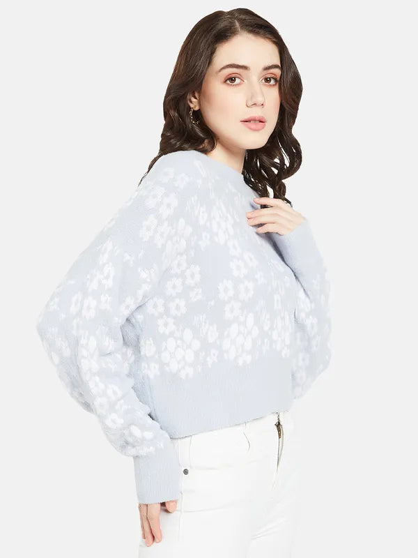 Mettle Women Blue  White Floral Printed Pullover Supply