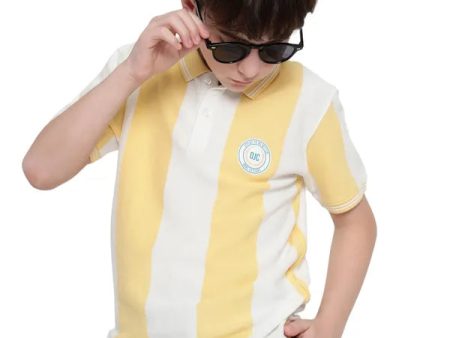 Octave Boys Striped Polo Collar Cotton T-Shirt Supply