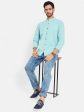 Mettle Men Blue Opaque Casual Shirt For Sale