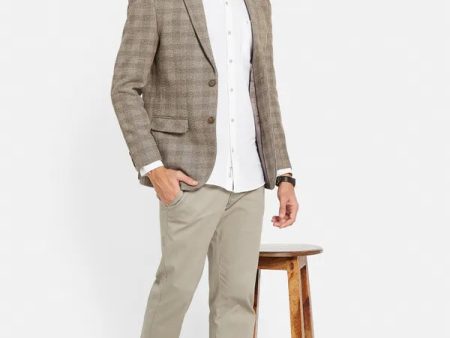 Checked Single Breasted Notched Lapel Collar Suede Blazer Online Sale