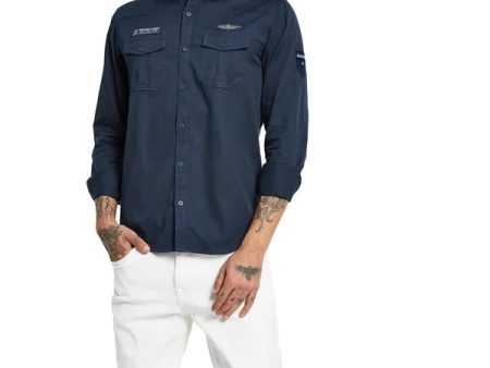 Mettle Spread Collar Cotton Casual Shirt For Cheap