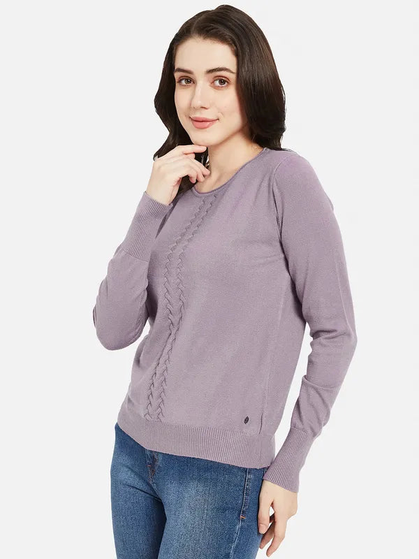 Mettle Women Purple Cable Knit Pullover Cheap