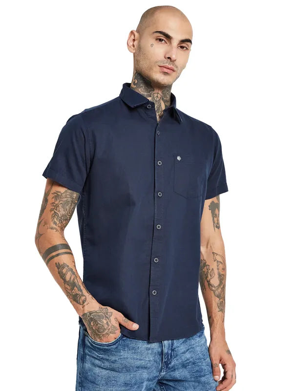 Mettle Short Sleeve Opaque Cotton Casual Shirt For Sale