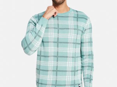 Cotton Checked Round Neck Pullover Online now