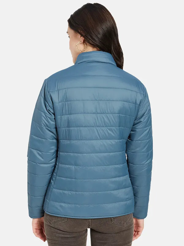 Mettle Women Blue Padded Jacket Fashion