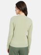 Mettle Women Olive Green Cable Knit Pullover For Sale