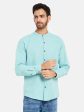 Mettle Men Blue Opaque Casual Shirt For Sale