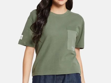 Mettle Women Solid Round Neck Pocket T-Shirt For Discount