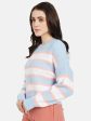 Mettle Women Blue  White Striped Pullover Cheap