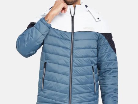 Mettle Men Blue Colourblocked Woven Jacket For Sale