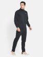 Men Navy Blue Solid Cotton Tracksuits Supply