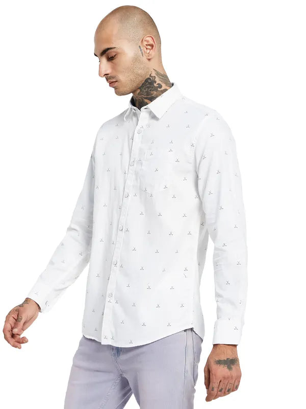 Mettle Conversational Printed Spread Collar Opaque Casual Shirt Fashion