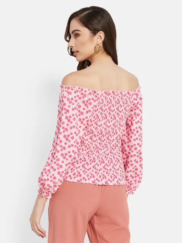 Off Shoulder Floral Print Top Online