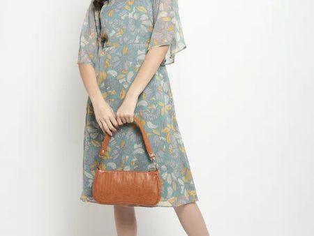 Mettle Floral Printed Flared Sleeve A-Line Dress Online Sale