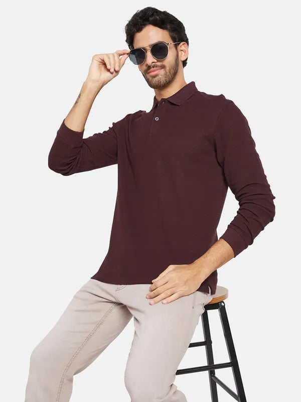 Mettle Men Maroon Polo Collar T-Shirt Supply