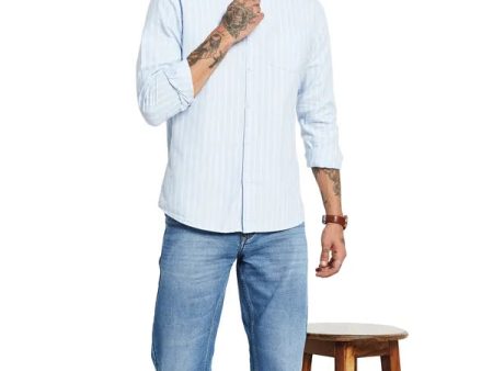 Mettle Striped Opaque Cotton Casual Shirt Sale