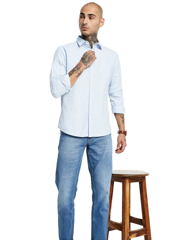 Mettle Striped Opaque Cotton Casual Shirt Sale