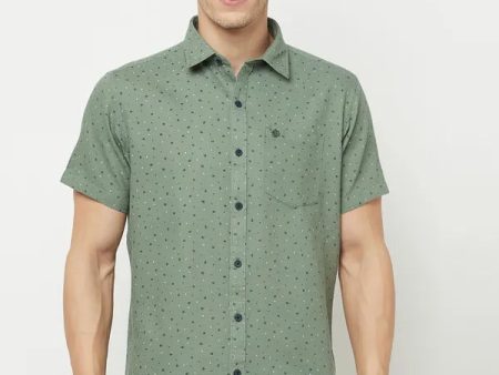 Mettle Men Olive Green Printed Casual Shirt Online Hot Sale