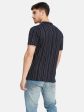 Vertical Stripes Mandarin Collar T-Shirt Sale