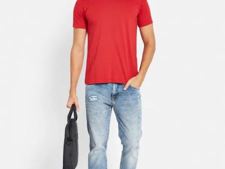 Octave Men Mid-Rise Mildly Distressed Heavy Fade Cotton Jeans Online