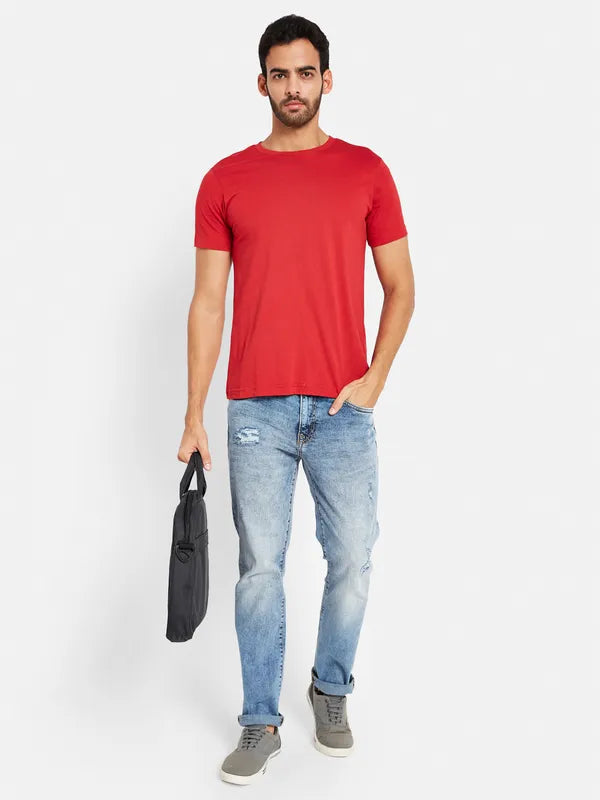 Octave Men Mid-Rise Mildly Distressed Heavy Fade Cotton Jeans Online