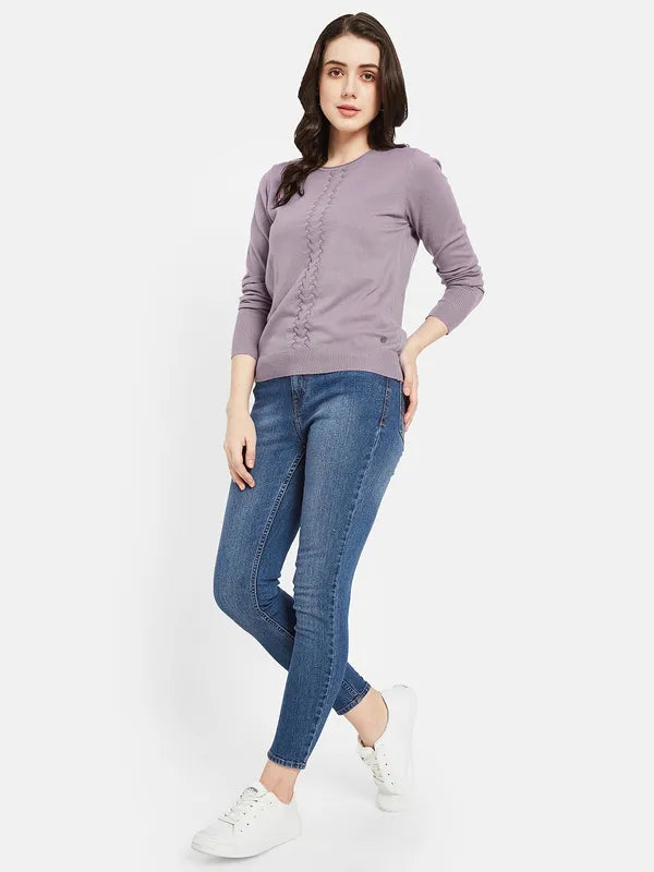 Mettle Women Purple Cable Knit Pullover Cheap