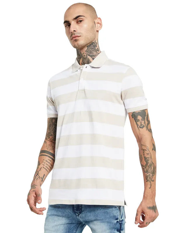 Octave Striped Polo Collar Cotton T-Shirt Fashion