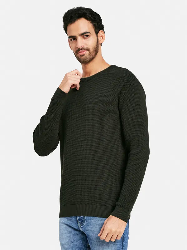 Ribbed Round Neck Cotton Pullover For Discount