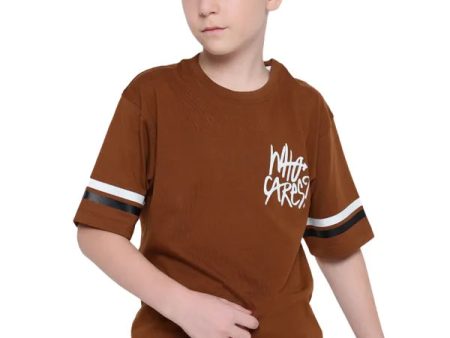 Octave Boy Typography Printed Round Neck T-Shirt Cheap