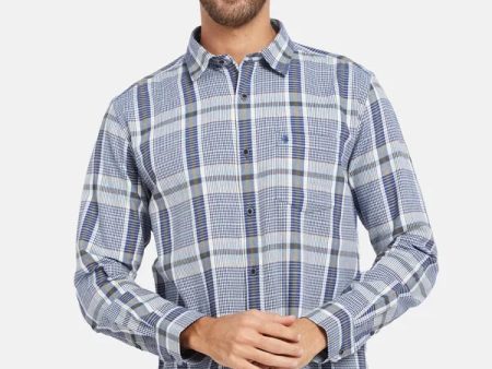 Mettle Men Blue Checked Casual Shirt Supply