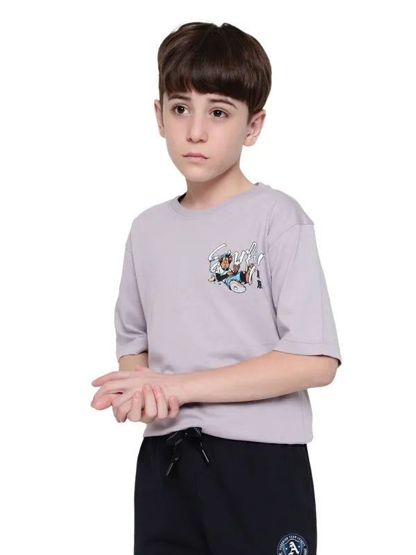 Octave Boy Graphic Printed Drop Shoulder Round Neck T-Shirt Online