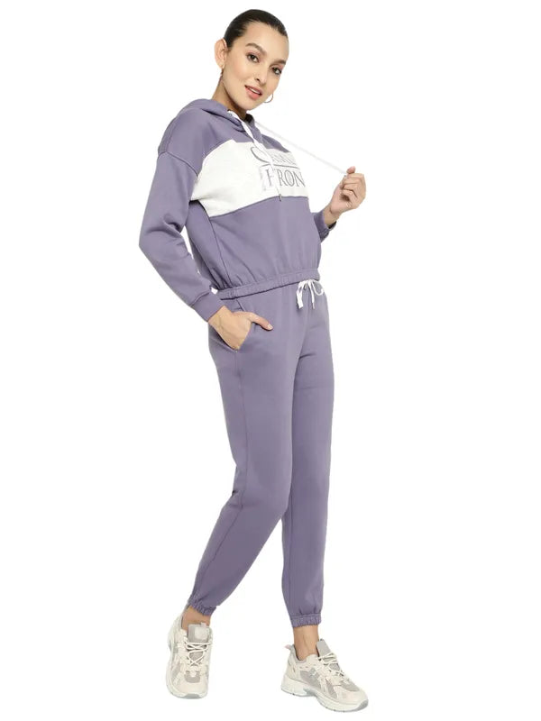 Mettle Women Colourblocked Fleece Cotton Tracksuit For Discount