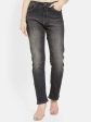 Mettle Women Charcoal Mildly Distressed Light Fade Stretchable Jeans For Cheap