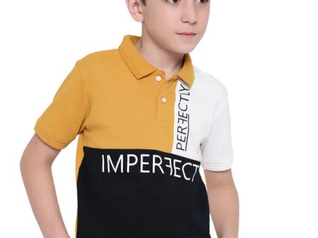 Octave Boys Colourblocked Polo Collar Cotton T-Shirt Sale