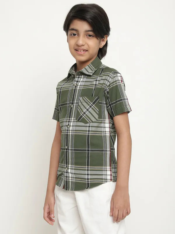 Octave Boys Tartan Checked Cotton Casual Shirt Hot on Sale