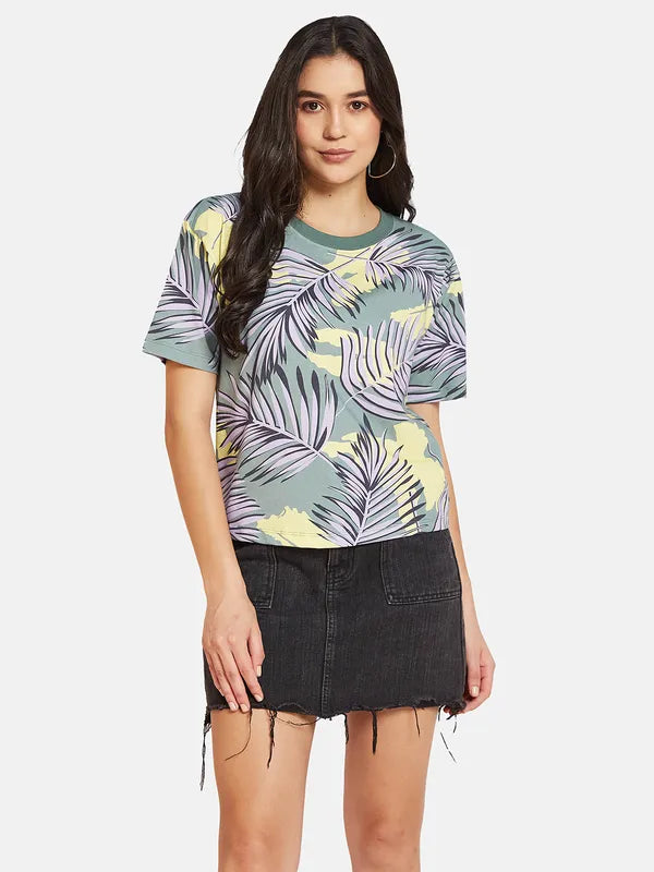 Mettle Women Floral Printed Tropical Pockets T-Shirt Discount