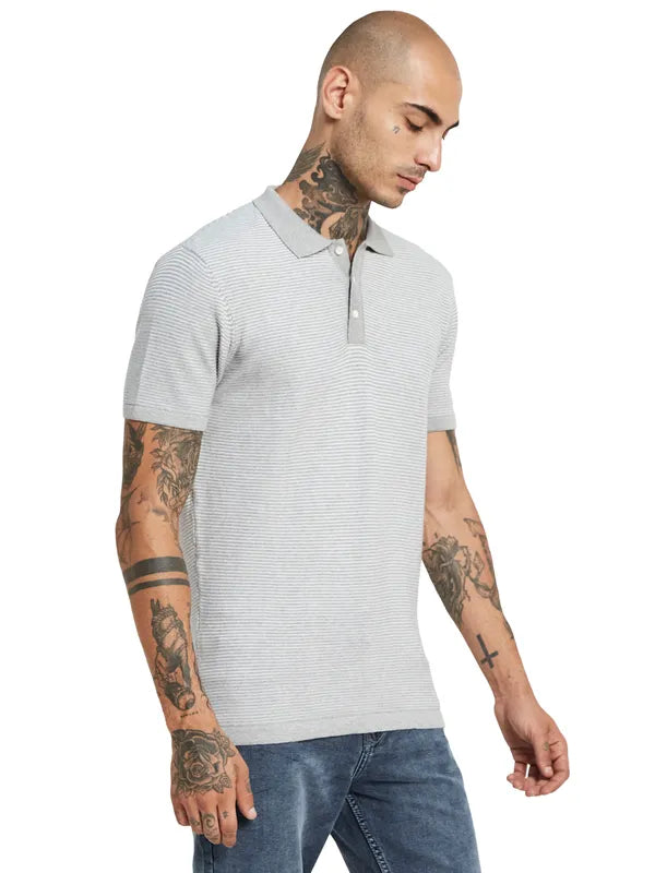 Mettle Striped Polo Collar Regular Fit Casual T-Shirt Sale