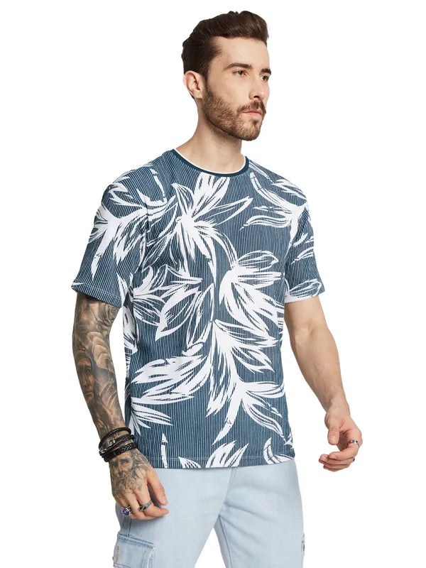 Octave Men Printed Tropical Raw Edge T-Shirt Online Hot Sale