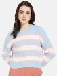 Mettle Women Blue  White Striped Pullover Cheap