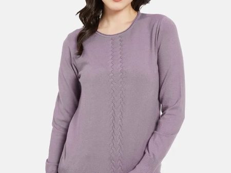 Mettle Women Purple Cable Knit Pullover Cheap