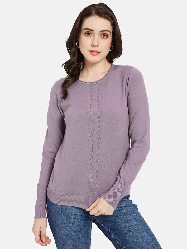 Mettle Women Purple Cable Knit Pullover Cheap