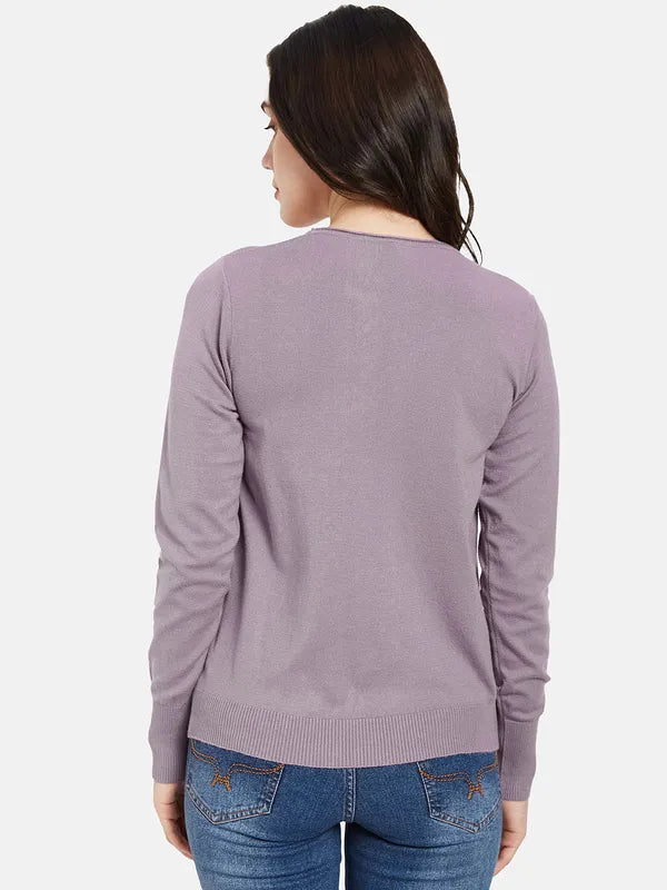 Mettle Women Purple Cable Knit Pullover Cheap