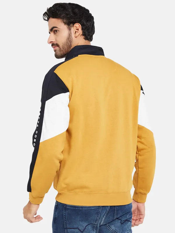 Octave Men Yellow Colourblocked Sweatshirt Fashion