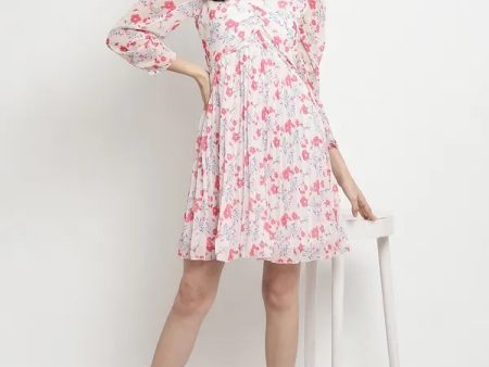 Mettle Floral Printed Puff Sleeve Fit Flare Dress Discount