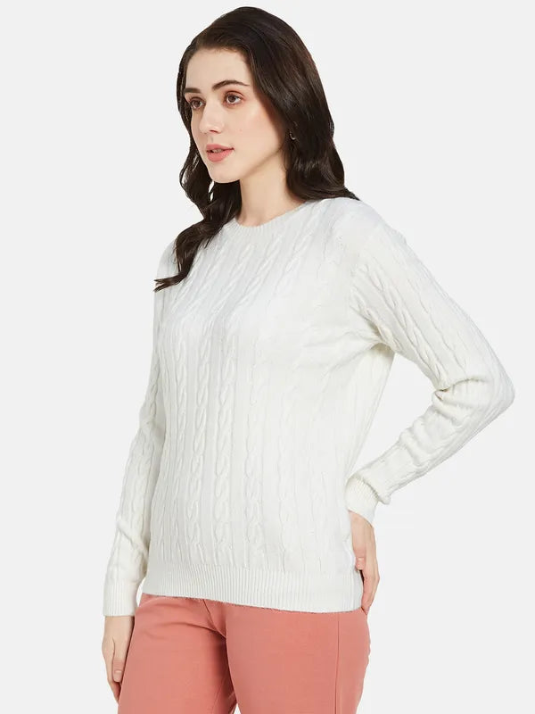 Mettle Women White Cable Knit Pullover Supply