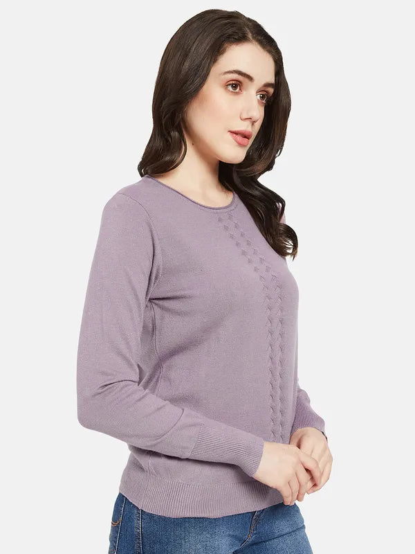 Mettle Women Purple Cable Knit Pullover Cheap