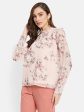 Ruffled Neck Floral Top Hot on Sale