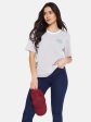 Mettle Ss24 Women Placement Print Round Neck Self Design T-Shirt Supply